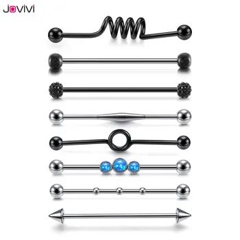 

Jovivi Stainless Steel Industrial Barbell Long Ear Bone Studs Jewelry Cartilage Earring Helix Body Piercing Set For Men Women
