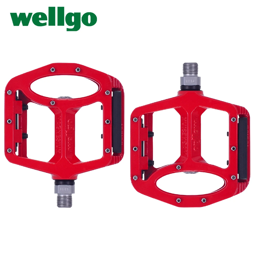 Wellgo MTB Pedals 2 Sealed Bearings Bicycle Pedals for bmx Road Mountain Bike Pedals Wide Magnesium Alloy Cycling Pedals MG-1