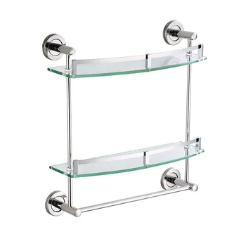 

European metal pendant towel rack 2 layer 3 wall-mounted bathroom glass shelf LO58204