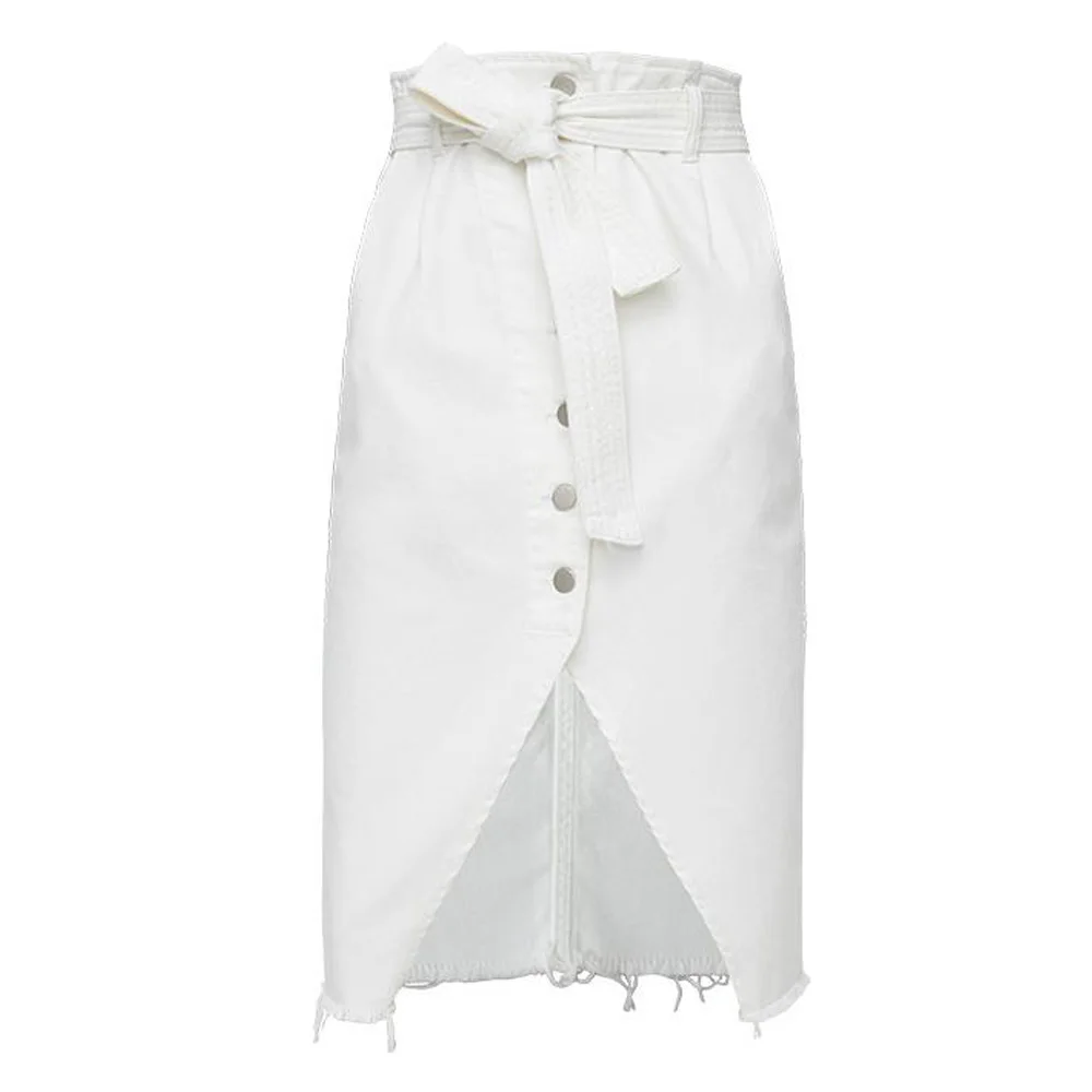 White Jean Skirts Summer Casual Ladies Irregular Skirts Women
