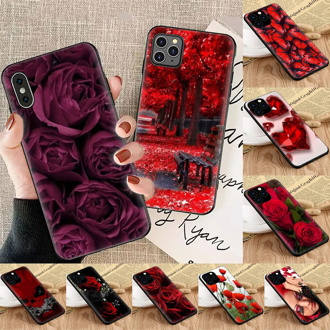 Красный обои Мягкий силиконовый чехол для телефона iPhone 5 6 7 8 11 5S 6s Plus X XS XR Max Pro |
