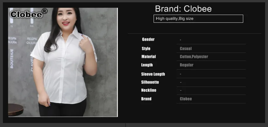 Ropa mujer talla grande 4xl 5xl 6xl женская блузка летняя OL белая рубашка офисные женские топы размера плюс Рабочая Рубашка с v-образным вырезом M281