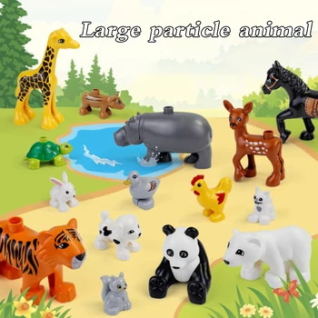 

Animal Model Figures Blocks Big Size DIY Compatible Duploed Building Block Cartoon Animal Model Educational Toy For Kids Gift
