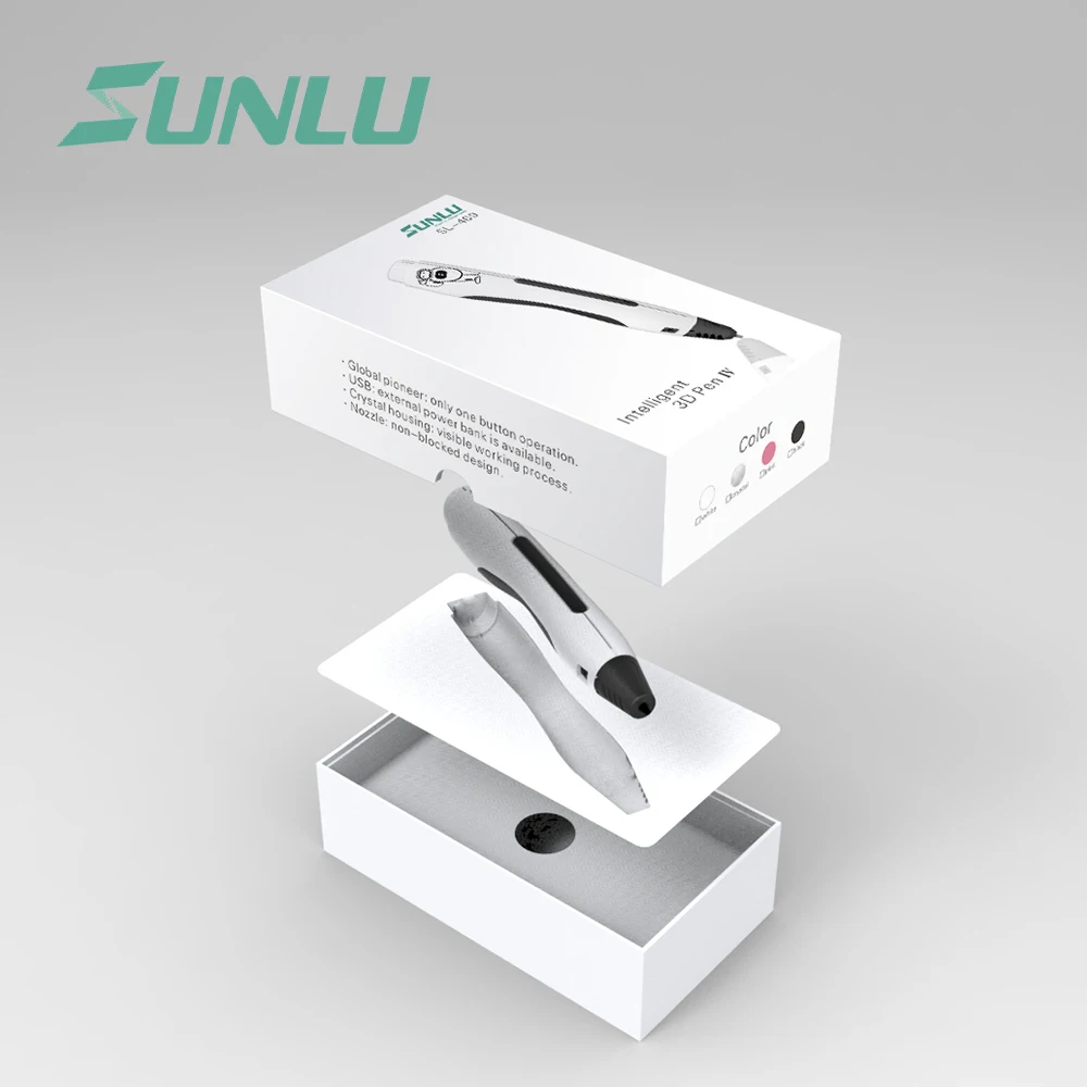 SUNLU оригинальная 3D Ручка для печати, 4 цвета, 3D умные ручки, поддержка PLA нити для детей, игрушки для рисования