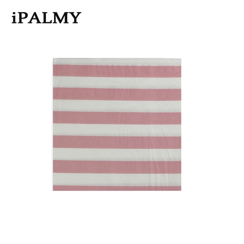 60pcs Multi-colored Striped Party Paper Tableware Luncheon Napkins Wedding Holiday Birthday Party Disposable Napkins