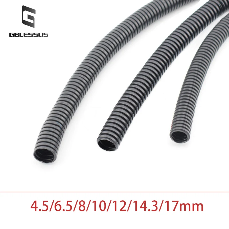 1M 케이블 슬리브 PP 플라스틱 주름 호스 절연 하네스, 자동차 모터 전선 보호 액세서리, 4.5mm-17mm