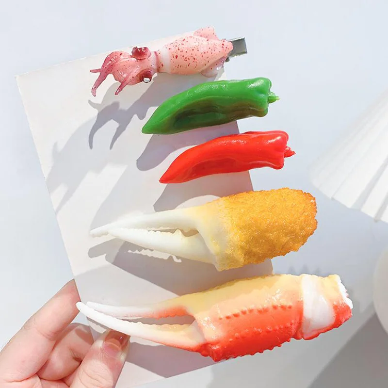 Pork Ribs Hair Accessories Simulation Food Hairpin for Women Chicken Wings Beans Clip Kelp Shrimp Fries Barbecue Clips |