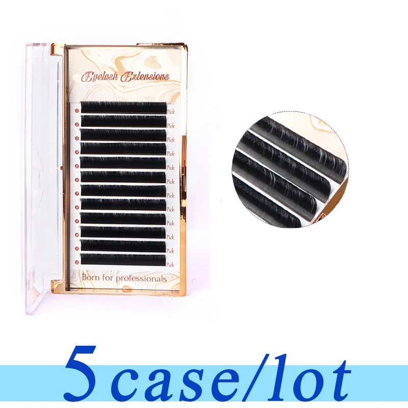 

5 CASES/LOT False Eyelashes Extension 12 Rows Individual Eyelash Lashes Hand Made Factory supplied Logo Custom