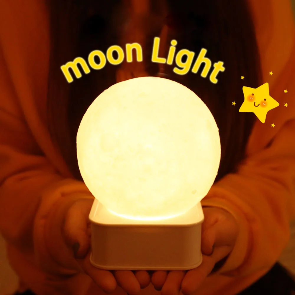 

3D Moon Lamp Night Light Print Moonlight LED Touch/Pat Switch Bedside Table Desk Lamp Dropship 7 Colors USB Novelty Lamp Gift