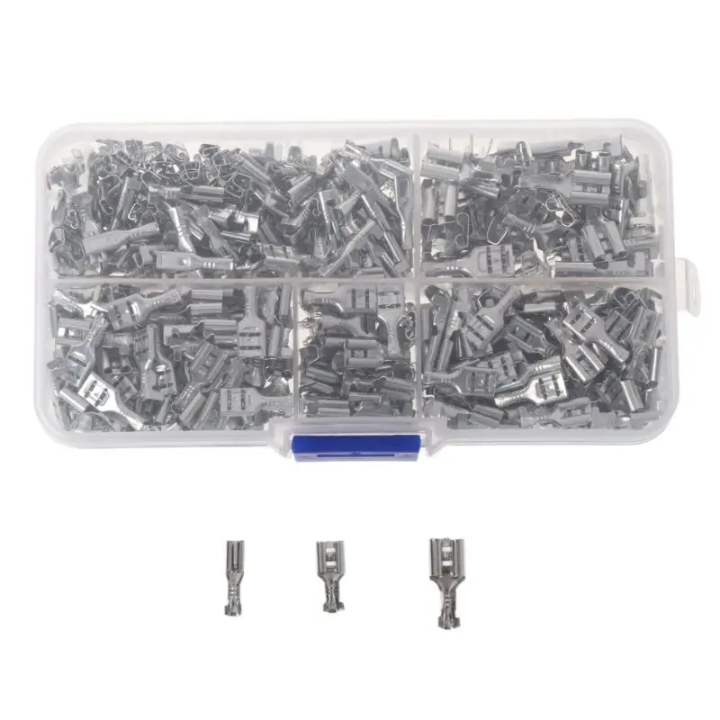 

500pcs/box Crimp Terminals Set Wire Connection Plug Spring Male Female Spade Terminator Connectors 2.8mm 4.8mm 6.3mm