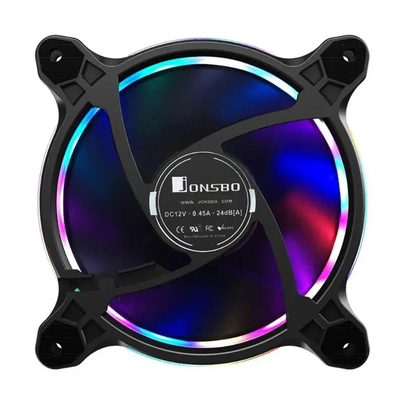 JONSBO Eclipse Plus, 120 мм, струящийся светодиодный чехол для настольного ПК, охлаждающий вентилятор радиатора, жидкостный подшипник с 15 динамическими яркими RGB лампами