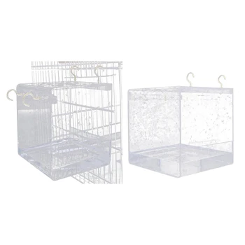 

Transparent Pet Bird Bath House With Hanging Hooks For Parrots Cockatiels Parakeets-S