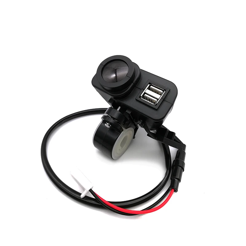 

12V Motorcycle Scooter Dual USB Charger Waterproof Voltmeter Thermometer LED