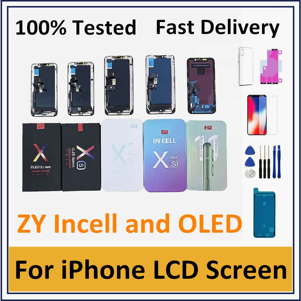 

100% Tested ZY Incell Display For iPhone 11 11 Pro LCD Screen Touch Digitizer For iPhone X XS MAX OLED LCD Screen Replacement