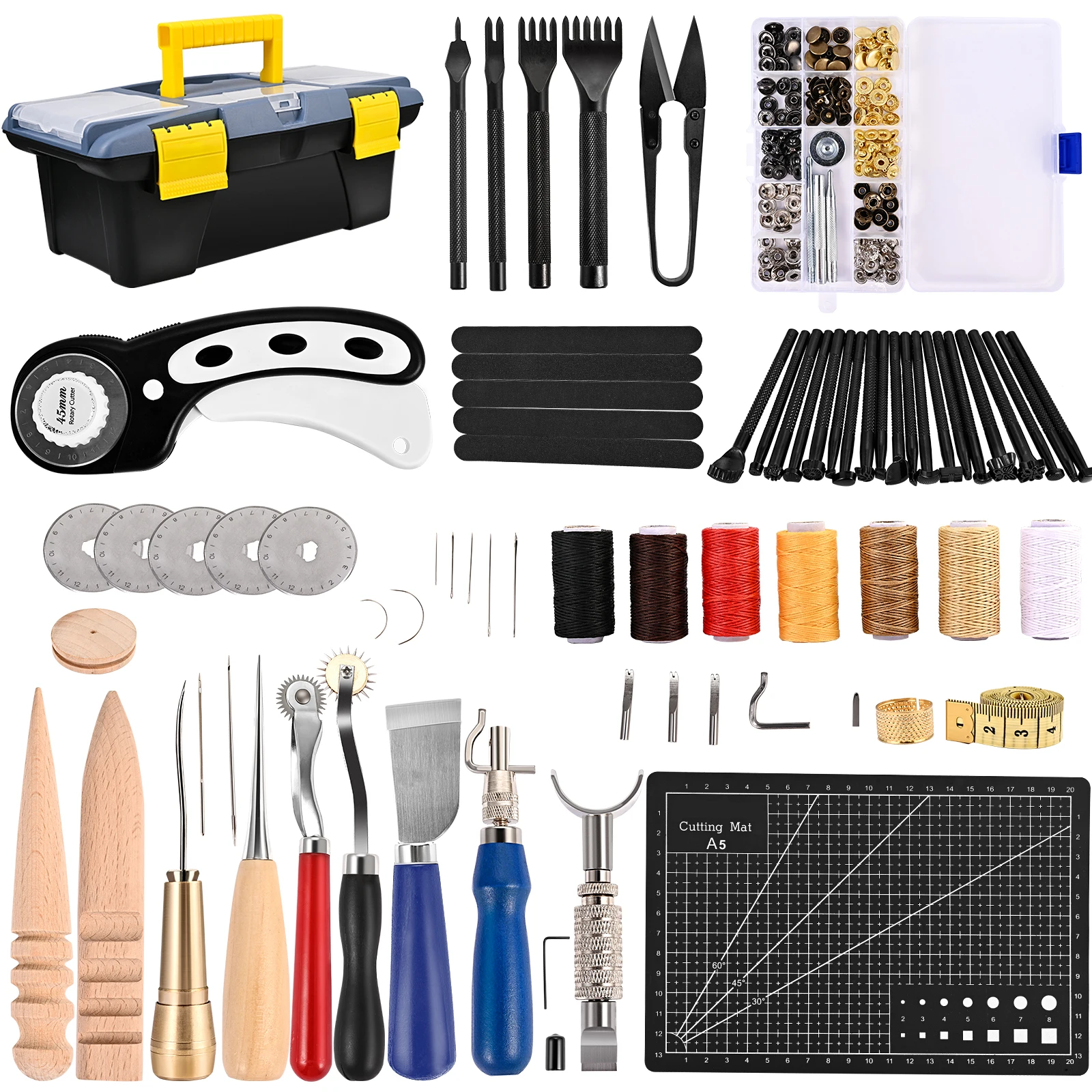 Professional Leather Craft Tools Kit Home Hand Sewing Stitching Punch Carving Work Saddle Leathercraft Accessories | Дом и сад