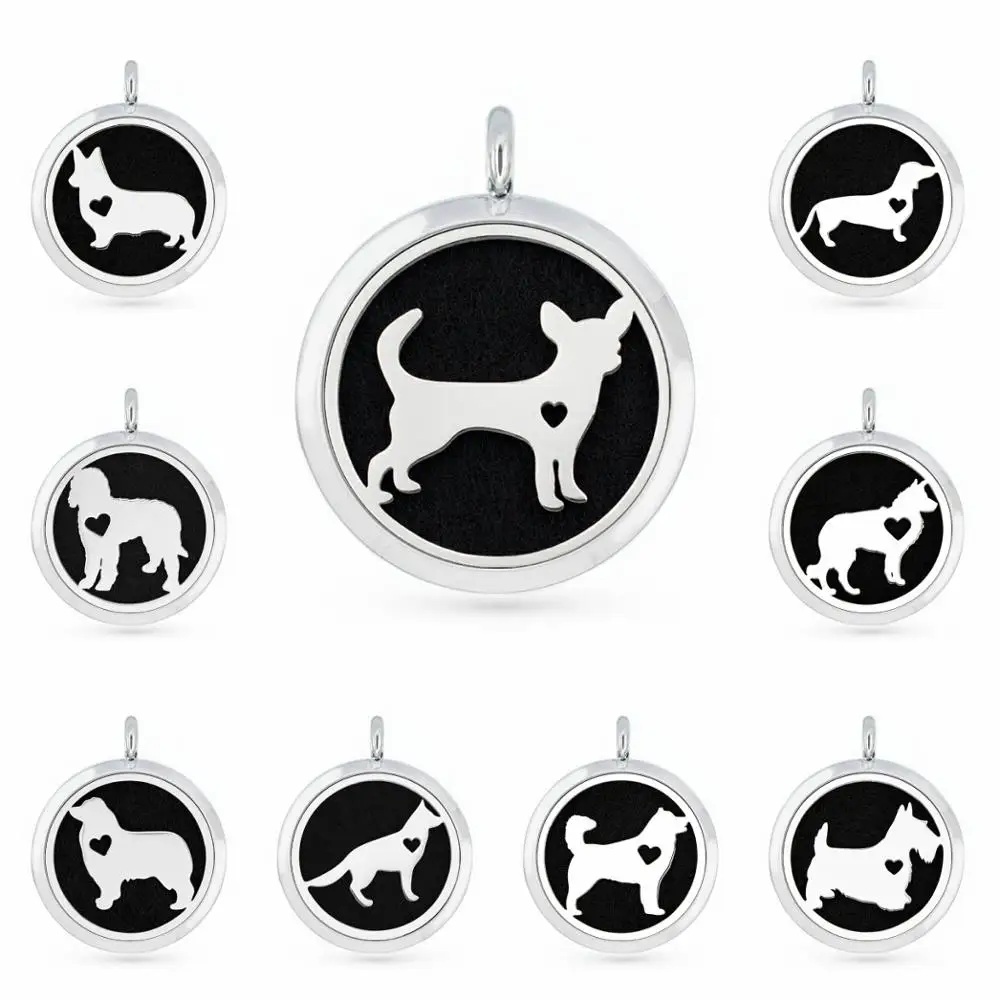 

Dog designs 30mm magnetic Perfume locket Aromatherapy locket essential oil Diffuser Locket pendant fit necklace