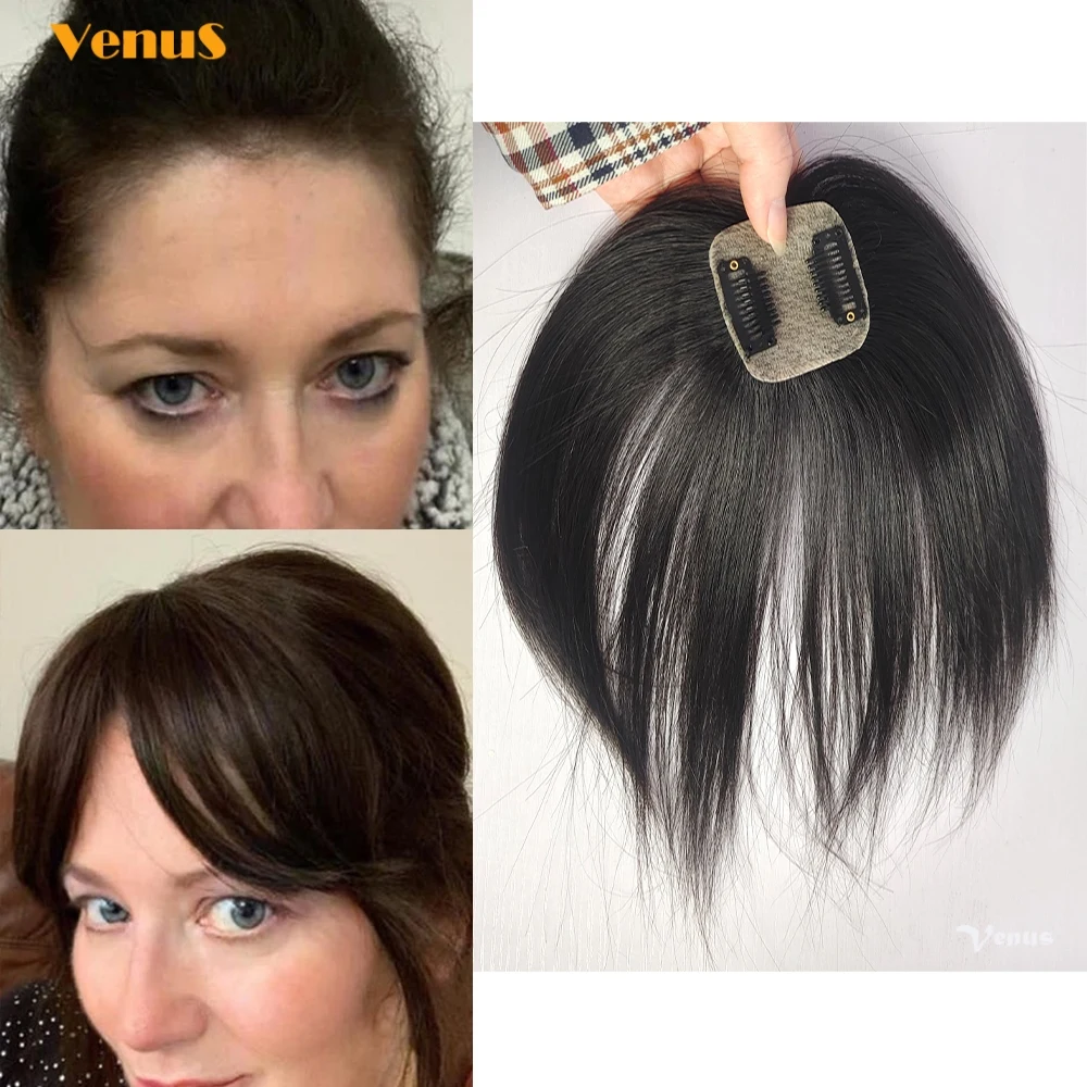 소형 실크 베이스 헤어 토퍼 여성용 인모 가발, 5x5cm, 5x8cm, 미니 토피 헤어 피스, 클립 커버 포함, 흰색 탈모, 6 인치-10 인치