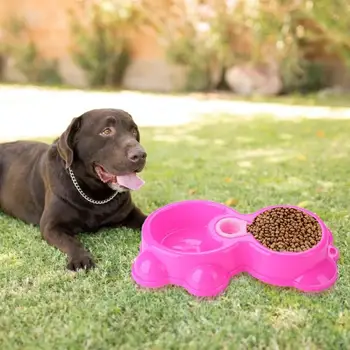 

Dog Cat Drinking Bowl Fashionable Plastic Double Basins Puppy Tableware Pet Accessories Home Pet Feeding Essential Supplies