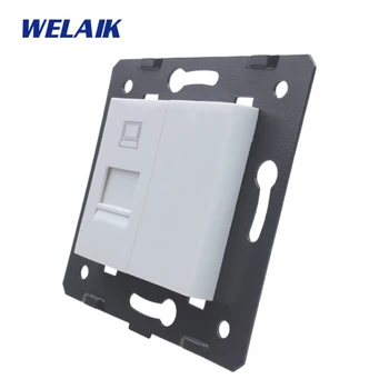 

WELAIK-1 Brand Free Shipping Crystal Glass Panel EU Wall Coputer Socket European Standard Outlet DIY Parts AC110~250V 16A A8COW