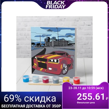 

Canvas painting School of talents "Wheelbarrow in a metropolis" 15x15 cm 4719042