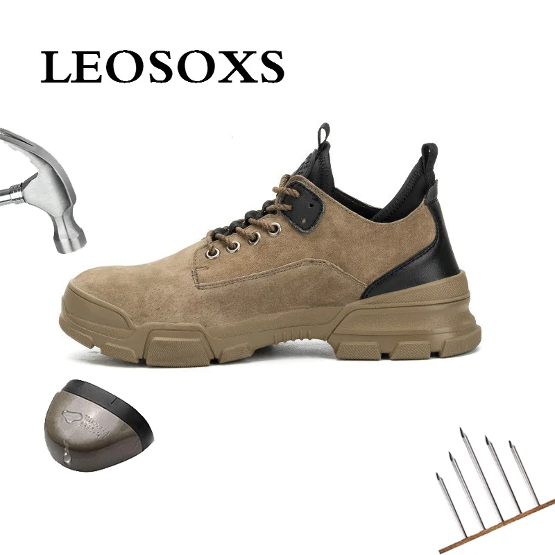 LEOSOXS Safety Shoes Casual Breathable Outdoor Sneakers Puncture Proof Boots Comfortable Industrial Shoes Men's Steel Toe Work