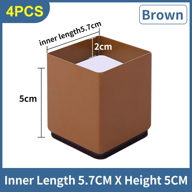 Steel Metal Sofa Table Pad Foot High Legs For Furniture Lifter increase 10cm Sofa Bed Chair Legs Pads Leg Desk Cabinet To Foot Brown-5.7cmx5cm