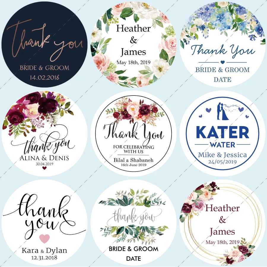 

100 Pieces, Personalized, Wedding Stickers, Invitations, Candy Favors Gift Boxes Labels, Birthday, Logo, Photo