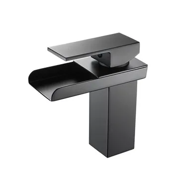 

Waterfall faucet bathroom basin faucets wash basin water tap lavatory black faucet bathroom sink hot and cold water mixer taps