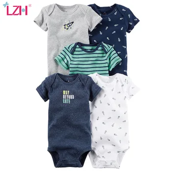 

Infant Clothing 2020 Summer Kids Baby Boys Romper Cotton Short Sleeve Overalls 5pcs Sets Baby Girls Jumpsuit Newborn Clothes