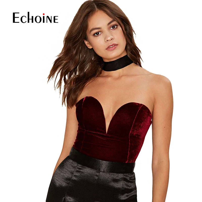 Echoine сексуальное платье без рукавов Slim Fit бархатный комбинезон для женщин с v