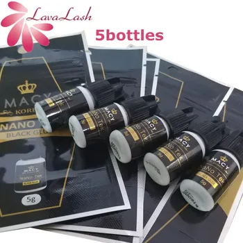 

5Bottles Korean original MACY Nano Tek Black Glue Eyelash Extension Lashes Glue 5ml Profession 1-2s Fast Drying Makeup Tools