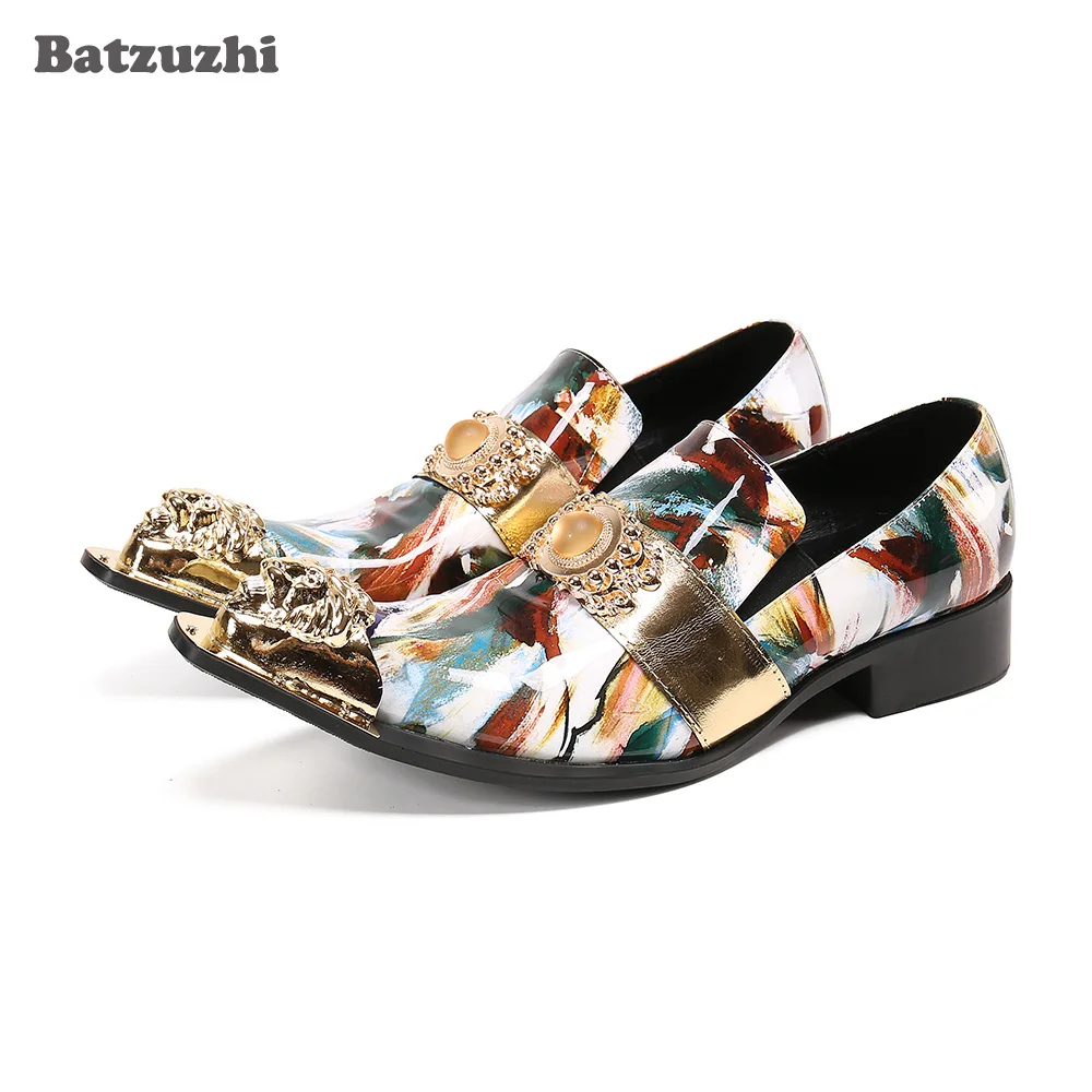 

Мужские кожаные туфли Batzuzhi в западном стиле ручной работы, строгие кожаные туфли для мужчин для бизнеса, вечерние НКИ и свадьбы!