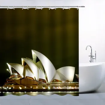 

Night View of Sydney Opera House Shower Curtain Australia Classic Architectural View Fashion Polyester Fabric WaterproofInclude