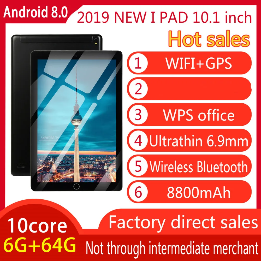 10 дюймов Android 8,0 Оперативная память 6 ГБ ROM16GB/64G планшетный ПК с системой андроида с двойная sim-карта, двойной Камера Bluetooth WIFI Двойная камера