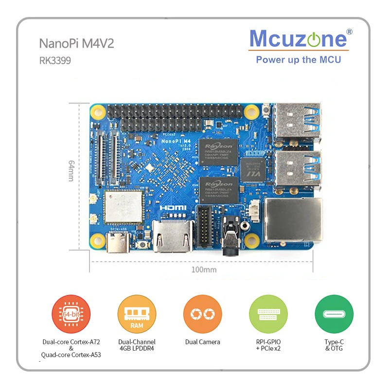  FriendlyELEC NanoPi M4 V2 4GB DDR3 Rockchip RK3399 SoC 2.4G & 5G dual-band WiFi+Bluetooth 4.1 suppo