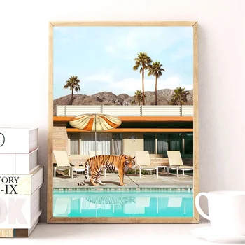 

Pool Party Tiger Art painting Pictures for Living Room No Frame