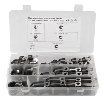 

50pcs Rubber Stainless Clips Waterproof Oil-proof Anti-corrosion Hose Pipe Clamps Scope of Application Automobile Family