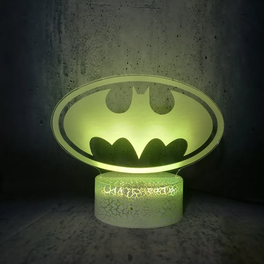 Принт Бэтмен атмосфера 3D USB светодиодный светильник рисунок красочное украшение ночник креативный домашний декор Ночная лампа лава lampara