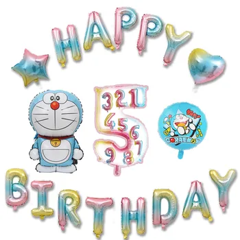 

18pcs/lot Doraemon birthday balloons include letters foil ballons for boy birthday party decoration