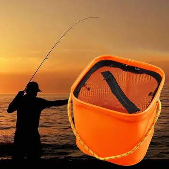 

1Pcs Foldable EVA Water Bucket with Rope Belt Outdoor Fishing Tackle Box Camping Fold Fishing Bag Case