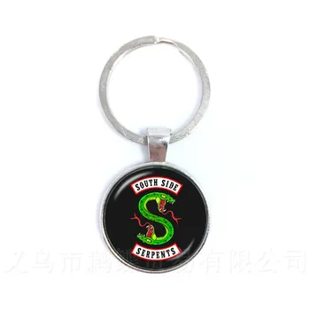 

Trendy Riverdale South Side Serpents Keychains 25mm Glass Dome Riverdale Key Rings For Women Men Kids Jewelry Gift