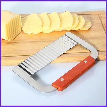 

Stainless Steel Crinkle Cutter Garnish Potato vegetable slicer Chip Dough Cutting Tool Hardwood Handle Slicer Decorating Tools