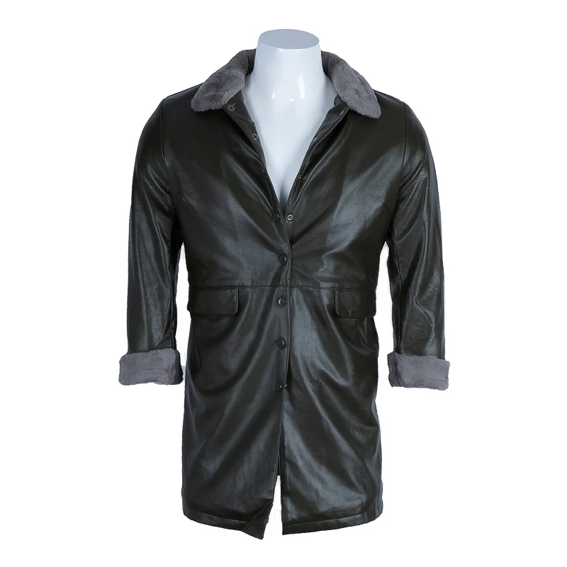 

ChangNiu Luxury Leather Jacket Coats Men Single Breasted Black Leather Jackets Faux Fur Inside Long Coat Men Outwear Winter Warm