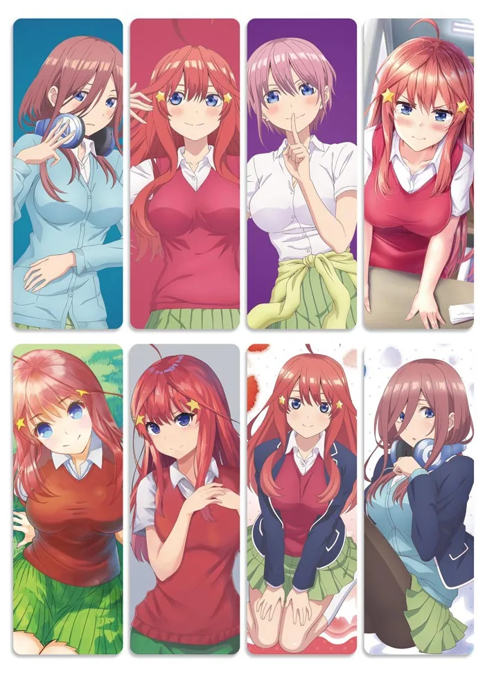 10 компл./лот карнавальный костюм в стиле аниме; очень женственный и Quintuplets закладки для книг Накано Ichika книжная Обложка из ПВХ mark офисные школьные принадлежности подарок