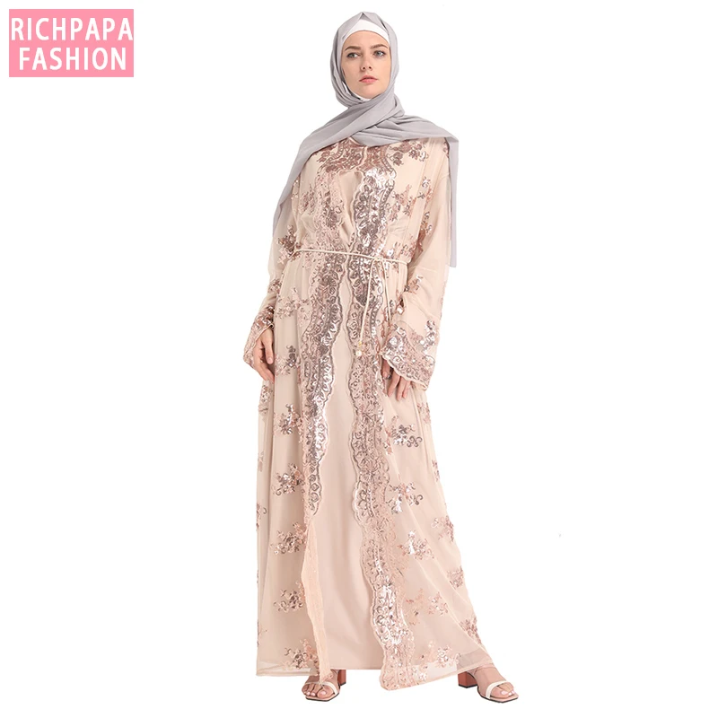 2020 Summer Mesh Sequin Kaftan Abaya Turkey Dubai Hijab Muslim Dress Abayas For Women Qatar Ramadan Caftan Robe Islamic Clothing Aliexpress