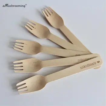 

Wholesale Disposable Wooden Dessert Forks long 16cm Flatware cutlery dessert forks, cafe, coffee shop, bar, restaurant, vinery