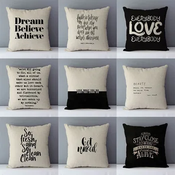 

Dream believe achieve letters printed quality cushion cover home decorative pillows 45x45cm pillowcase cotton linen for couch