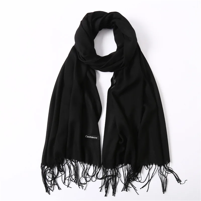 Bufanda de lana de cachemira para hombre y mujer, cálida, con pompón de bola de pelo de conejo, gruesa, tipo pashmina, de gran tamaño, para invierno