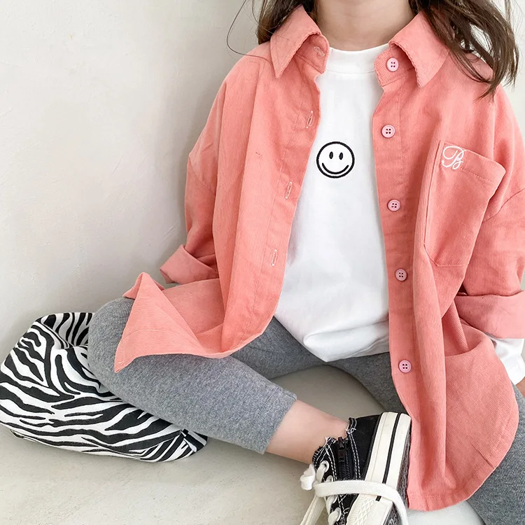 Camisa de Veludo Fino das Crianças Cabolsa de Lapela Topo de 1-11year Outono Coreano Menino Camisa Fina Jaqueta Menina Casual Criança 8975 2022 7 Mamãe e Bebê