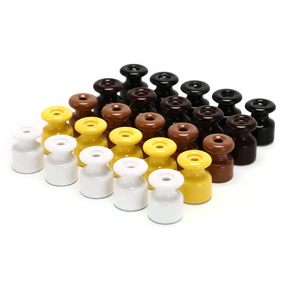 High Quality 5pcs/lot Porcelain Insulator For Wall Wiring Ceramic 5 Colors High Frequency Elec c Porcelain Ceramic Insulator